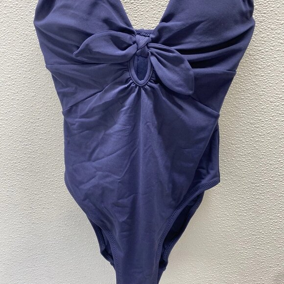 Robin Piccone Ava Knit One-Piece Swimsuit • Size 2 • Navy • Front Tie - Picture 6 of 8